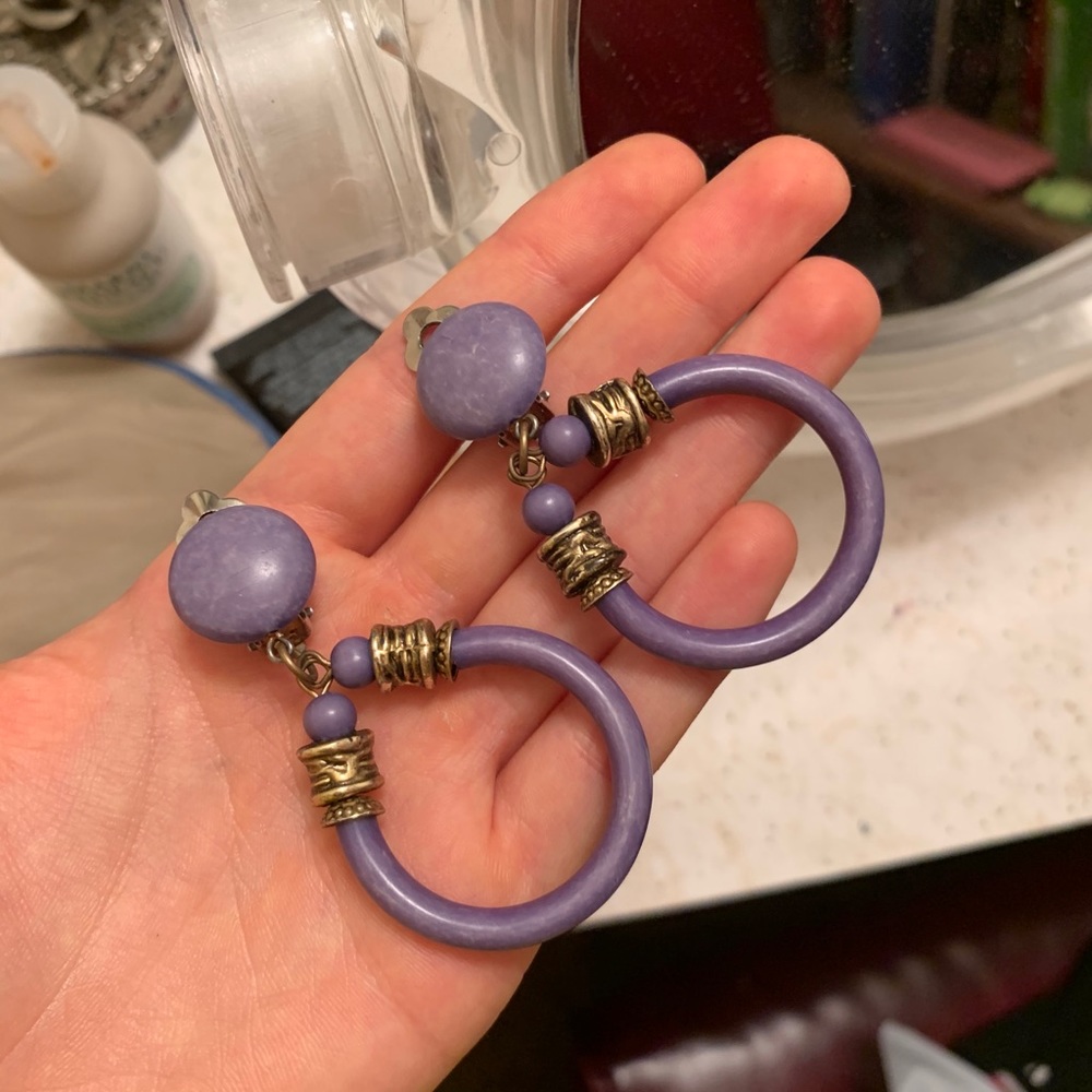 Cute Vintage Purple Hoop Earrings